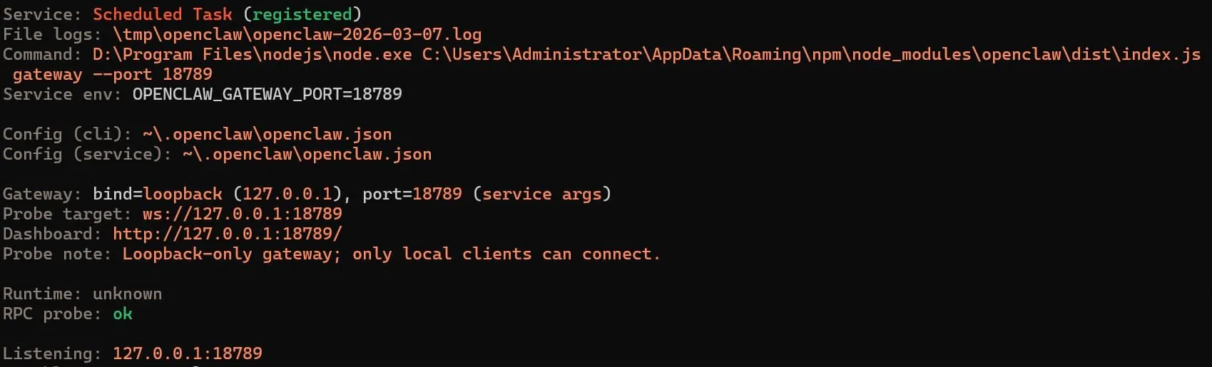 openclaw status success