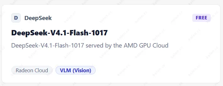 AMD Free DeepSeek V4.1 Flash 1017