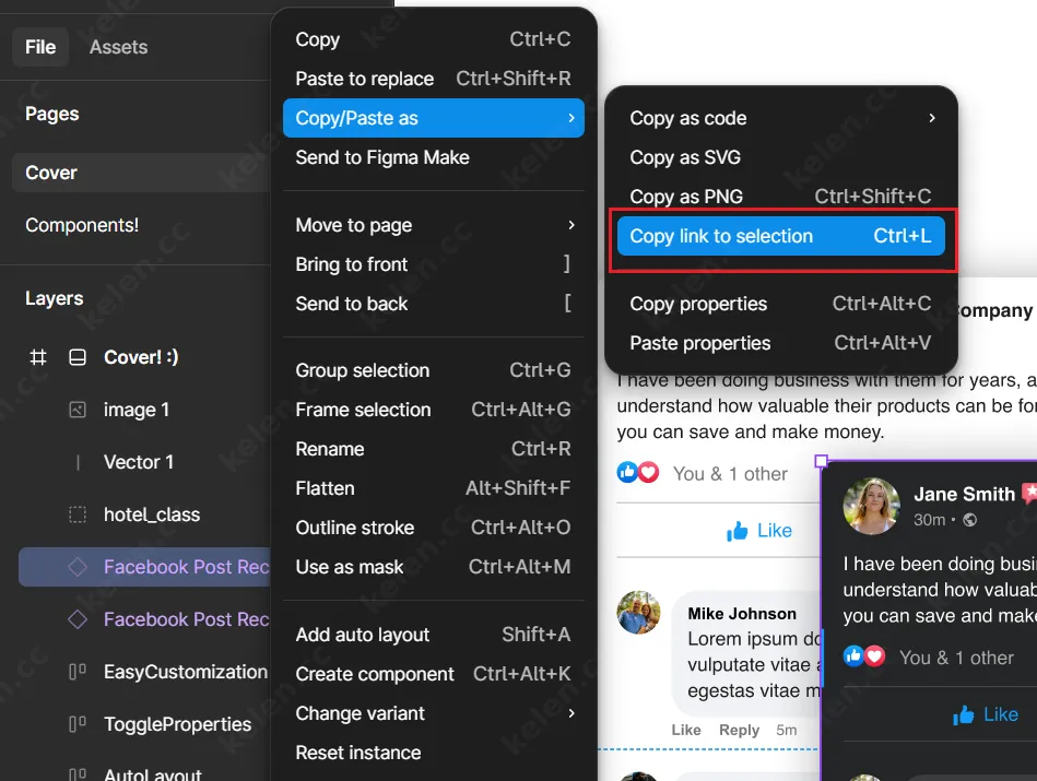 copy link to selection