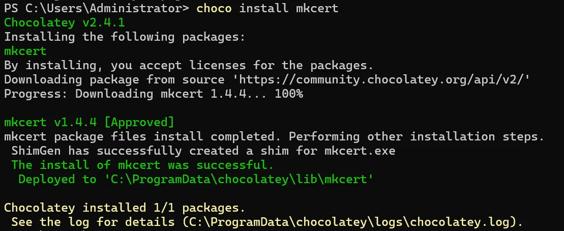 choco install mkcert