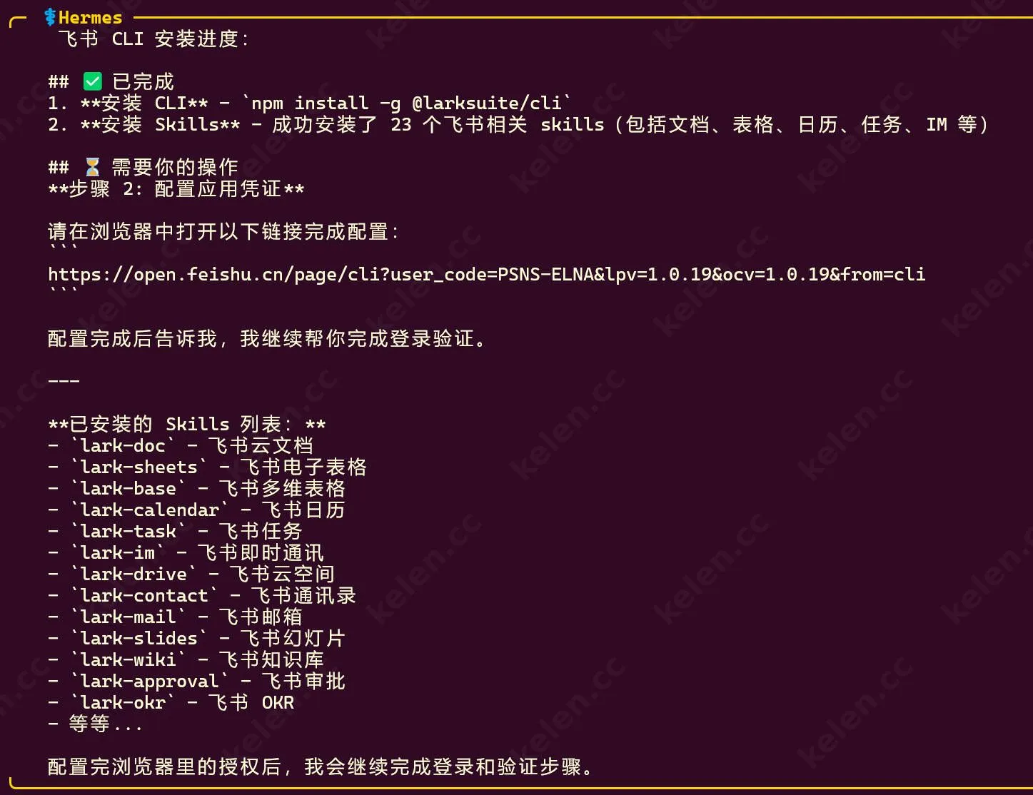 Hermes agent 安装成功