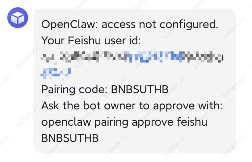 飞书提示 access not configured